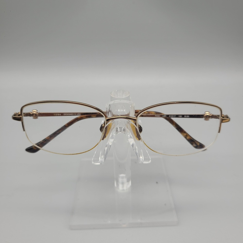 Tura R550 LBR Gold Tortoise Semi Rimless Eyeglass Frames 51-17-135 Japan